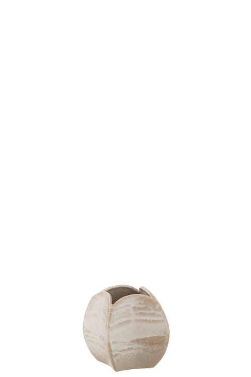 J-Line vaas Abstract Vierkant - klei - beige - small - Ø 11.5 cm