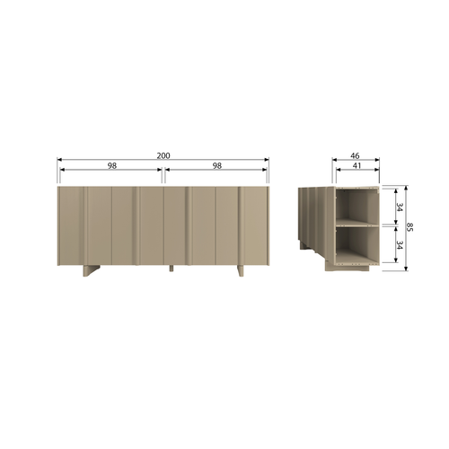 WOOOD dressoir Basu - Grenen - Mud - 85x200x46 - vtwonen shop