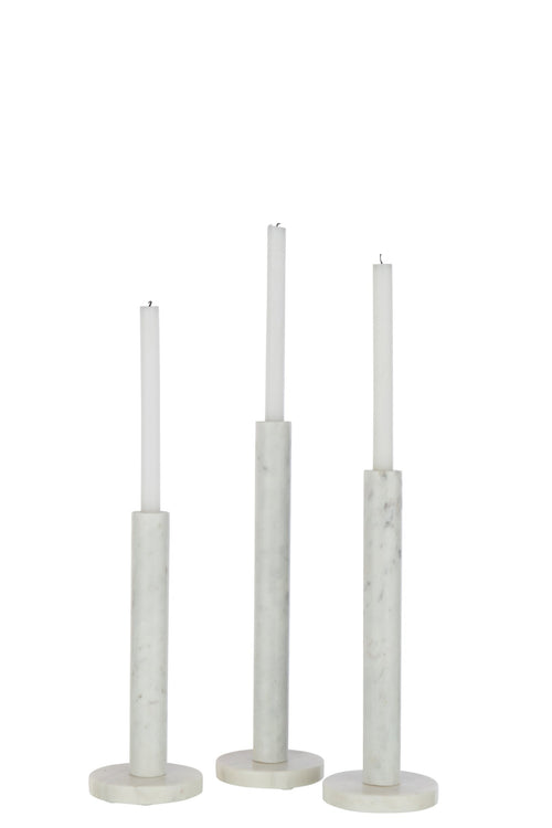 J-Line kaarshouder Marmer - steen - wit - set van 3