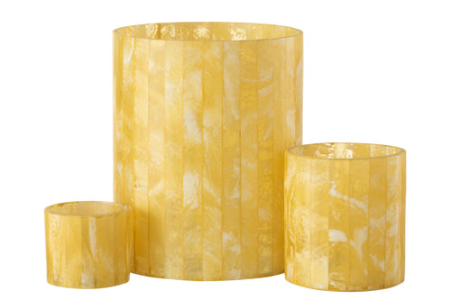 J-Line theelichthouder Lijnen - glas - geel - large