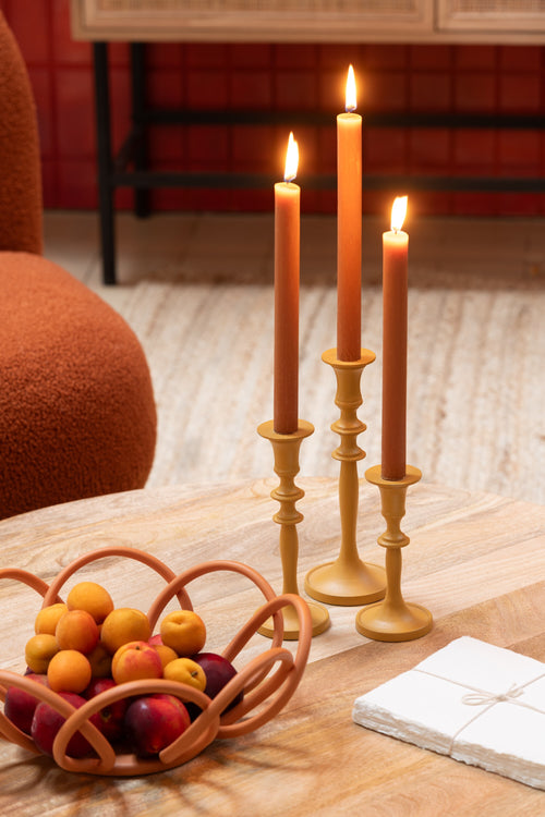 J-Line kandelaar Klassiek - aluminium - oker- 3 stuks