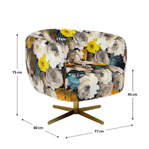Kare Design Draaifauteuil rozen