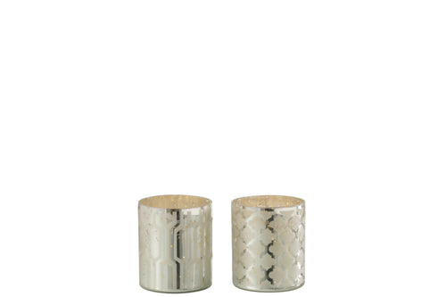 J-Line windlicht - glas - zilver - extra small - 2 stuks - vtwonen shop