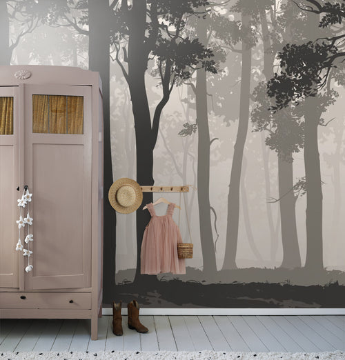 Sanders & Sanders fotobehang bosrijk landschap grijs en zwart - 375 x 270 cm - 600982 - vtwonen shop