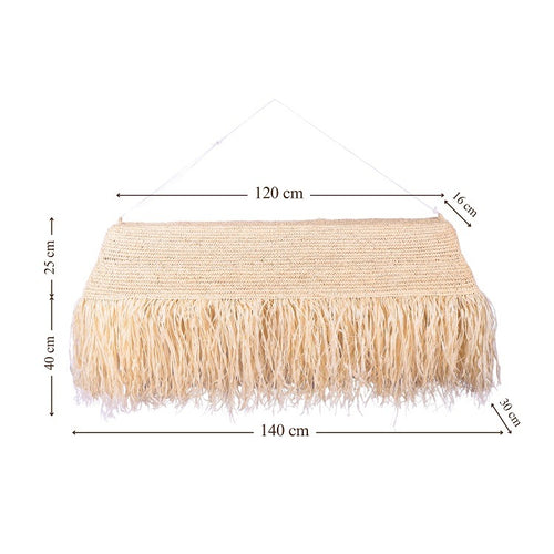 Furnilux Furni-Handgemaakte Hanglamp van Sisal en Rafia – Langit 410 - Natuurlijke Boho Plafonnière -XXL 120x30x25 cm