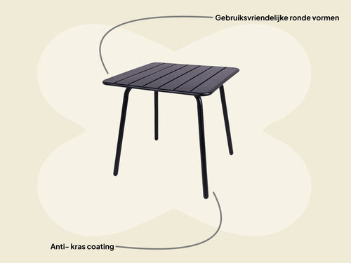 MaximaVida metalen vierkante tuintafel Max 80 x 80 cm zwart