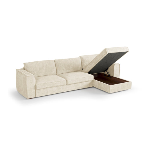 Premium Interiors - Rechthoekige hoekbank MIKA - zacht aanvoelende geweven stof crème 292cm