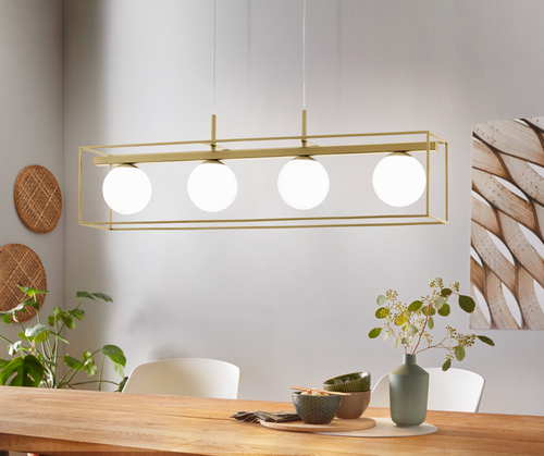 EGLO hanglamp Vallaspra - e14 - 91 cm - goud/wit