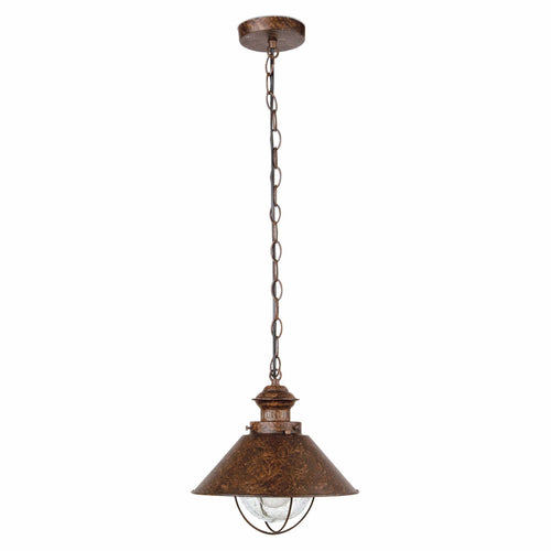 Faro Nautica-1G - 1 Light Large Outdoor Plafond Hanglamp Helder, Roestbruin, E27