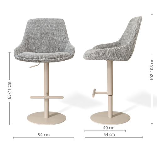 Nolon Niva-Isa tulp barkruk grijs blend verstelbaar - beige poten