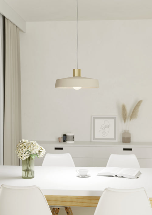 EGLO hanglamp Valdiola - e27 - ø 36 cm - beige/goud - staal