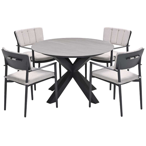 Garden Impressions tuinset Dane - Duuk - donker grijs - Ø120 cm - 5-delig