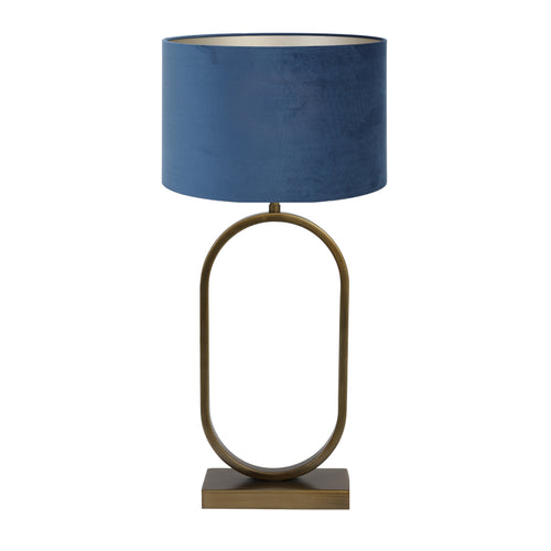 Light & Living tafellamp Jamiri/Velours - ant. brons, blauw - 30x30x67cm - vtwonen shop