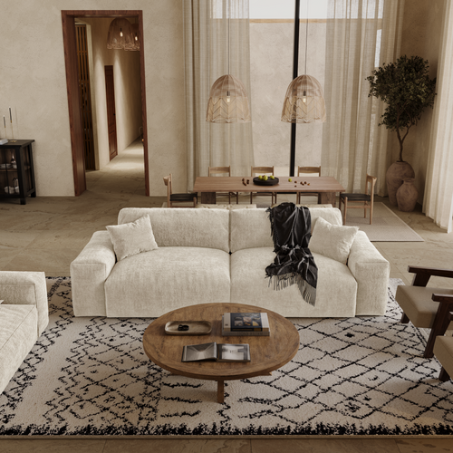 Premium Interiors - Bank  CHEER - gewaafeld fluweel beige 240cm