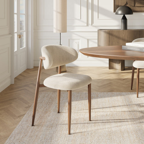 Premium Interiors - Set van 2 stoelen LINA - krullend fluweel beige 52cm