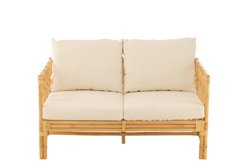 J-Line zetel Elise + kussen 2 Personen - rotan/textiel - naturel/wit