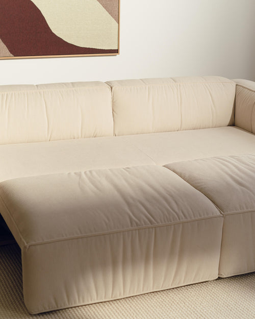 noo.ma Lobi 3-zits slaapbank - Storm Blue Corduroy, 140x190 cm slaapfunctie