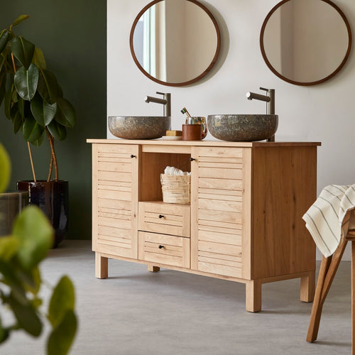 Tikamoon Massief eikenhouten badmeubel 125 cm - Naturel