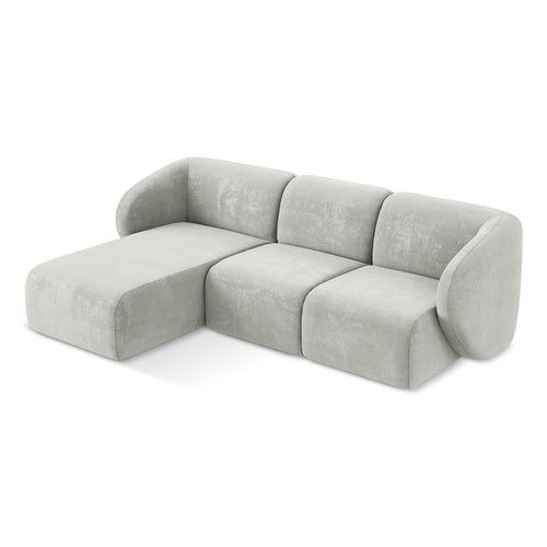 LaMiaSofa hoekbank links Cervo - chenille stof - lichtgrijs - 248x166x94