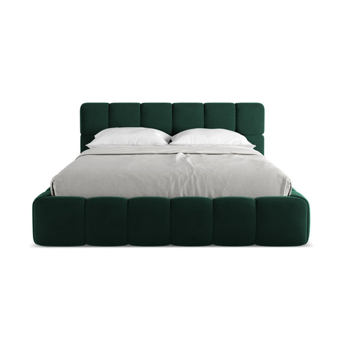 LaMiaSofa Bed met opbergruimte Roma - velours - flessengroen - 180x228x82