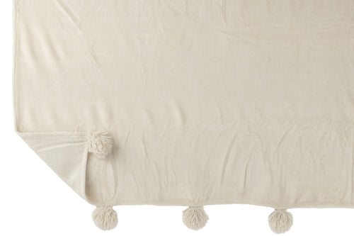 J-Line plaid Pompon - polyester - beige/menthe - 170 x 130 cm