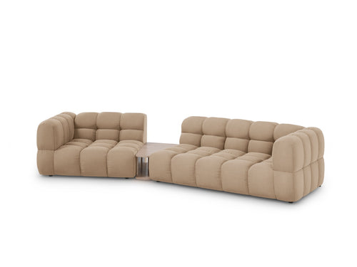 Cosmopolitan Design linker modulaire bank Sky 3-zits, flueel, zand - 148x353x70cm