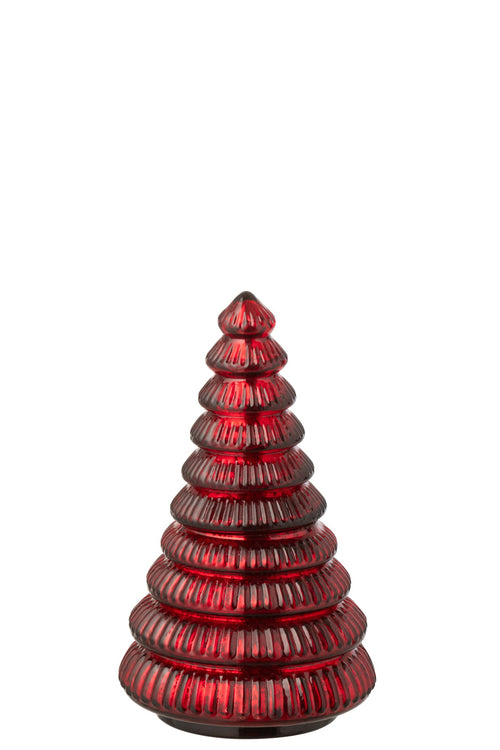 J-Line geurkaars Boom Geribbeld - glas - bordeaux - small