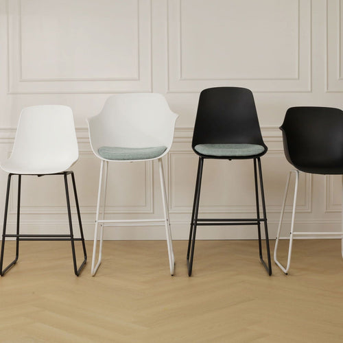 Nolon Nino-Liz Barkruk Zwart - Zachtgroen Kussen - Zwart Frame - 65 cm