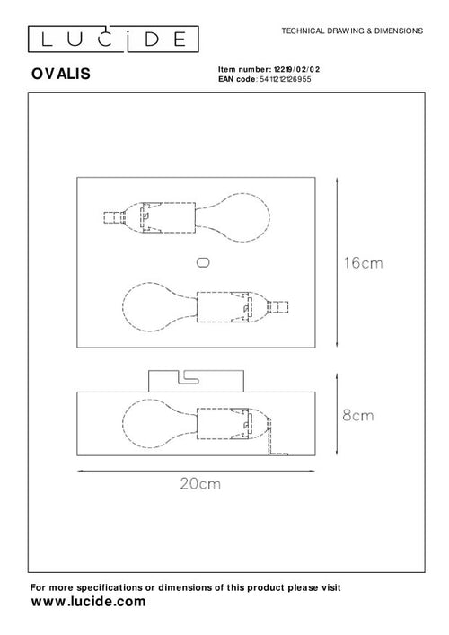 Lucide wandlamp OVALIS - 2xE14 - Mat Goud / Messing - vtwonen shop