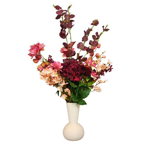 Mica Decorations Cassy Boeket Roze met 18 Stelen - Kunstboeket van Polyester in Roze en Bordeaux Tinten - Bloemenboeket voor Vaas of Dressoir - Lengte