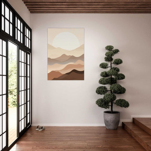 Artfulprints Poster met Lijst Japandi landscape   - A4 21x29.7 cm - Meerkleurig