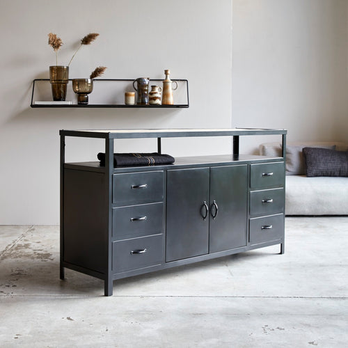 Tikamoon Industriel - Metalen buffet 160 cm - Zwart
