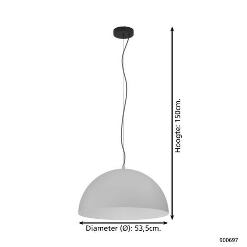 EGLO hanglamp Gaetano 1 - e27 - ø 53,5 cm - grijs/wit
