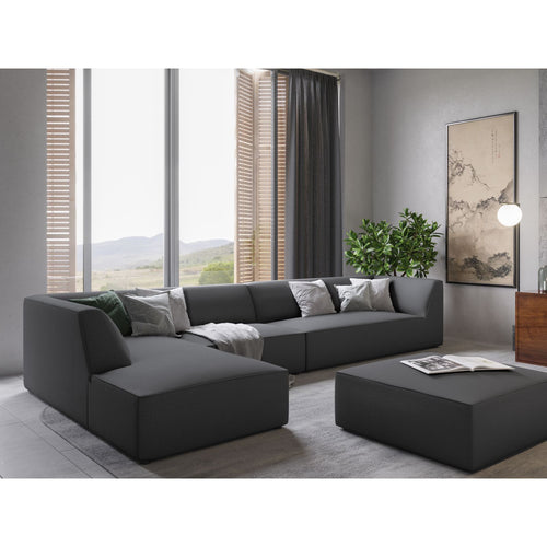 Cosmopolitan Design - Modulaire hoekbank links Siena 5-zits, structurele stof grijs - 180x366x69cm