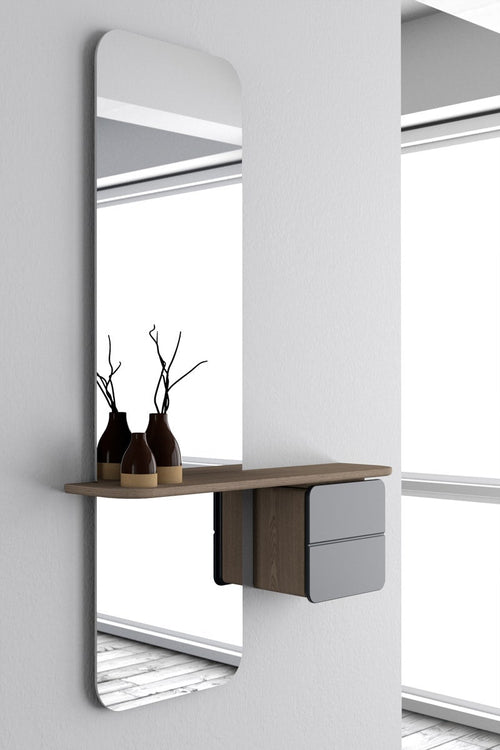 Umage One More Look spiegel anthracite grey - met houten kastje - vtwonen shop