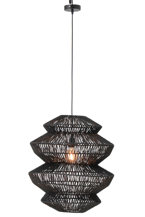 J-Line hanglamp Touw - metaal - zwart - large