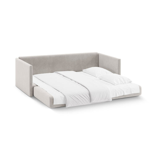 Cosmopolitan Design - Converteerbare bank Shannon 3-zits, flueel beige - 94x209x87cm