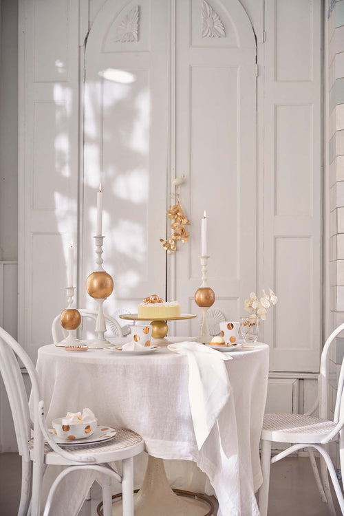 Pip Studio Serveerschaal Rond - Wit/ Goud - 32x12.5cm