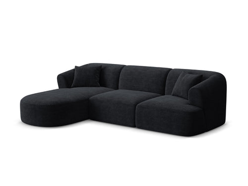 Cosmopolitan Design Modulaire hoekbank links Campi 4-zits, ribfluwelen zwart - 156x256x70cm