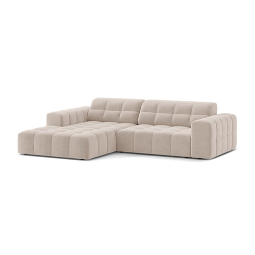 Cosmopolitan Design - Linker hoekbank Chicago 3-zits, flueel lichtbeige - 167x234x78cm