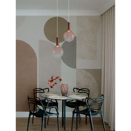 Nova Luce NOSTOS Bolvormige hanglamp voor plafond, roze, goud, mat wit, Triac dimbare LED 6W 330lm 3000K