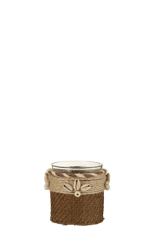 J-Line kaarshouder Schelpen - glas - bruin - 2 stuks - vtwonen shop