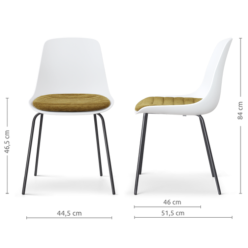 Nolon Nora-Liv eetkamerstoel wit met mosgroen zitkussen - zwart onderstel