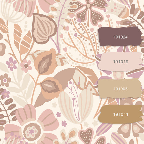 ESTAhome behang bloemmotief beige en lila paars - 53 cm x 10.05 m - 139675 - vtwonen shop