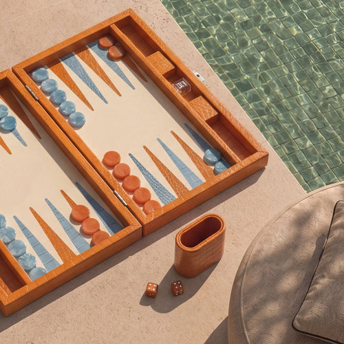 Premium Interiors - Backgammon - Gemiddeld BACKGAMMON - leer zonnekleur 38cm