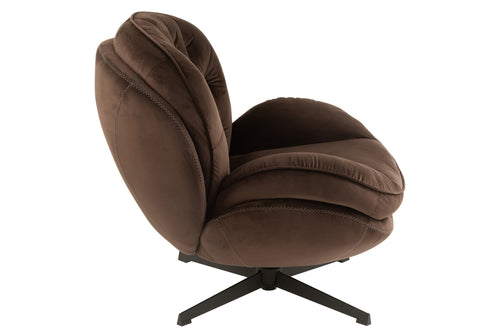 J-Line zetel Relax + voetbank - metaal/textiel - donkerbruin