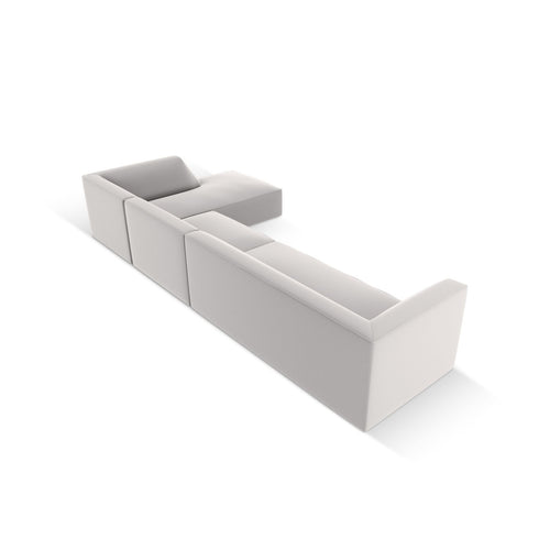 Cosmopolitan Design - Modulaire hoekbank rechts Siena 5-zits, imitatieleer lichtgrijs - 180x366x69cm