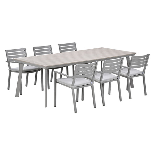Garden Impressions Oklahoma/Vigo tuinset 6 personen taupe stapelbare stoelen 230 cm
