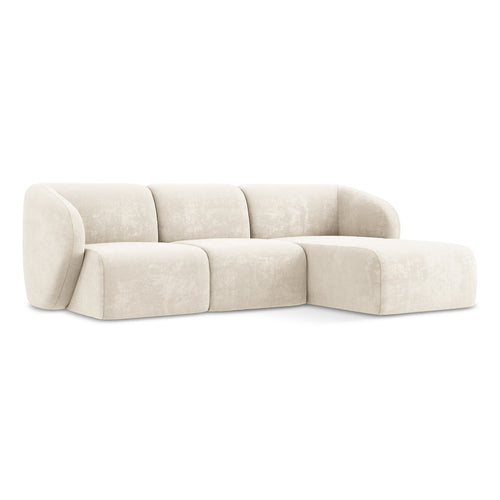 LaMiaSofa hoekbank rechts Cervo - chenille stof - lichtbeige - 248x166x88