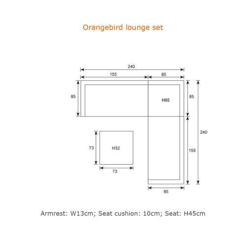 Orangebird loungeset - 4-delig - organic grey - reflex black